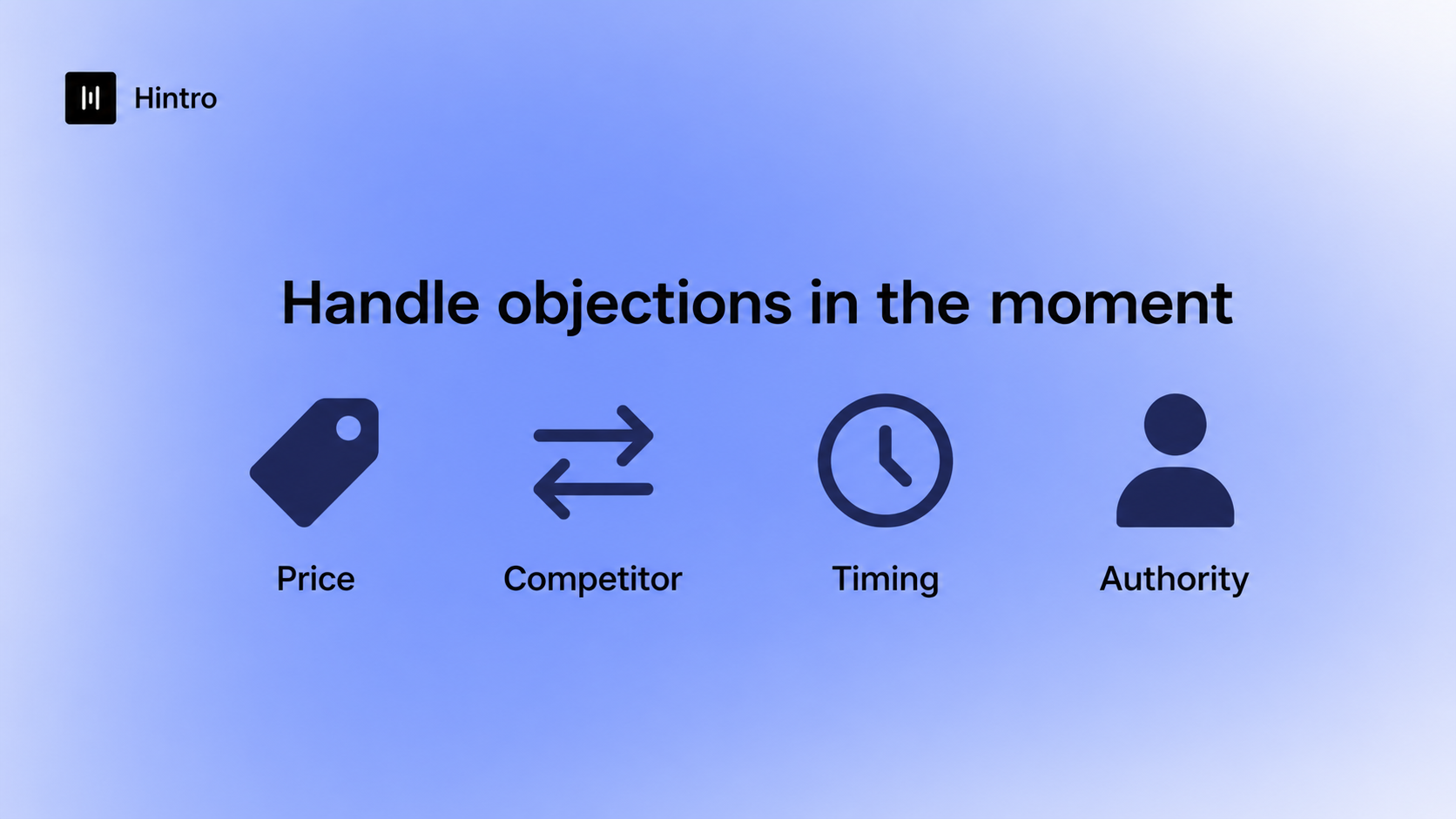 Four common sales objection icons